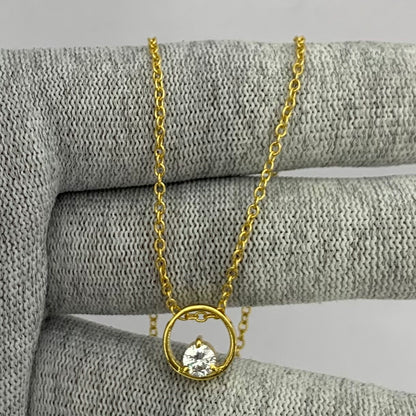 18K Gold Plated Round Colorful Gemstone Circle Necklace for Women TGN1018 NM-1047