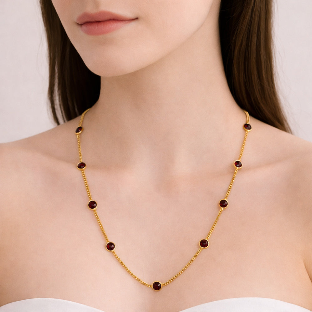 Elegant Stone 18K Gold Plated Chain Necklace for Daily & Party Wear TGN1019