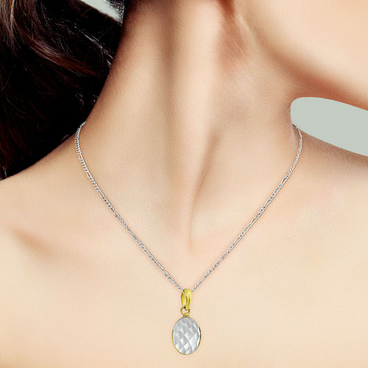 18K Gold Over Brass Oval Gemstone Bezel Pendant Jewelry for Women TGP1001 PM-1001