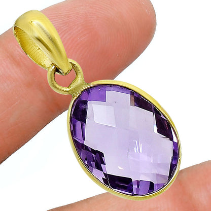 18K Gold Plated Oval Gemstone Bezel Pendant Jewelry for Women TGP1001 PM-1001