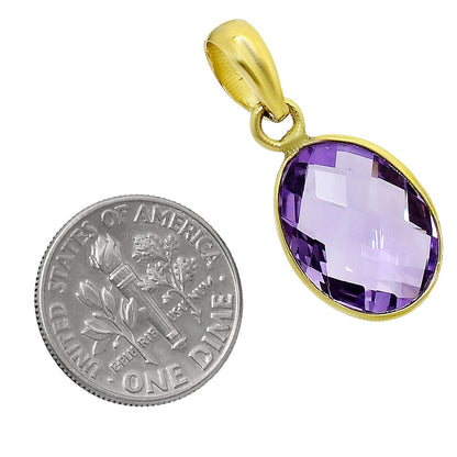 18K Gold Plated Oval Gemstone Bezel Pendant Jewelry for Women TGP1001 PM-1001