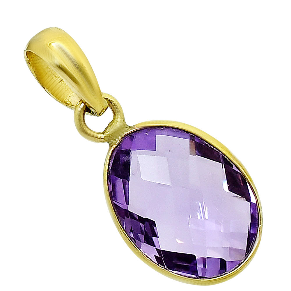 18K Gold Plated Oval Gemstone Bezel Pendant Jewelry for Women TGP1001 PM-1001