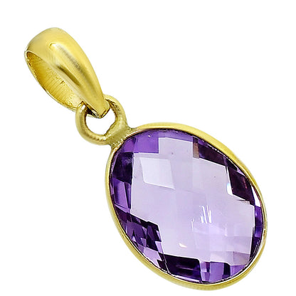 18K Gold Plated Oval Gemstone Bezel Pendant Jewelry for Women TGP1001 PM-1001
