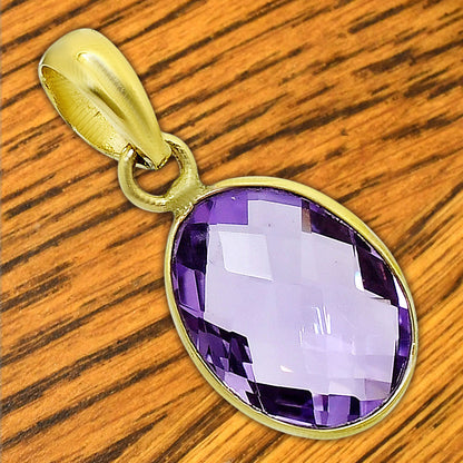 18K Gold Plated Oval Gemstone Bezel Pendant Jewelry for Women TGP1001 PM-1001