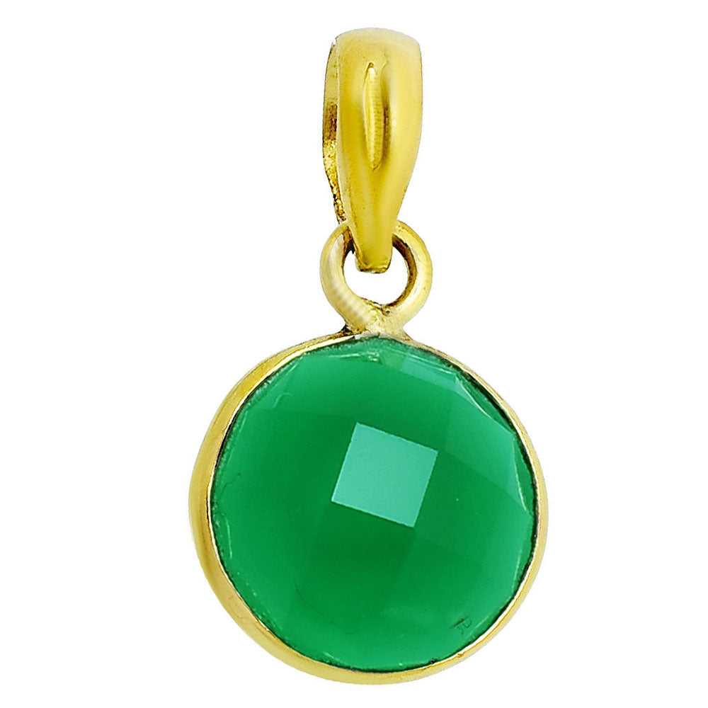 18K Gold Plated Green, Black Onyx Round Gemstone Pendant for Women TGP1002 PM-1001