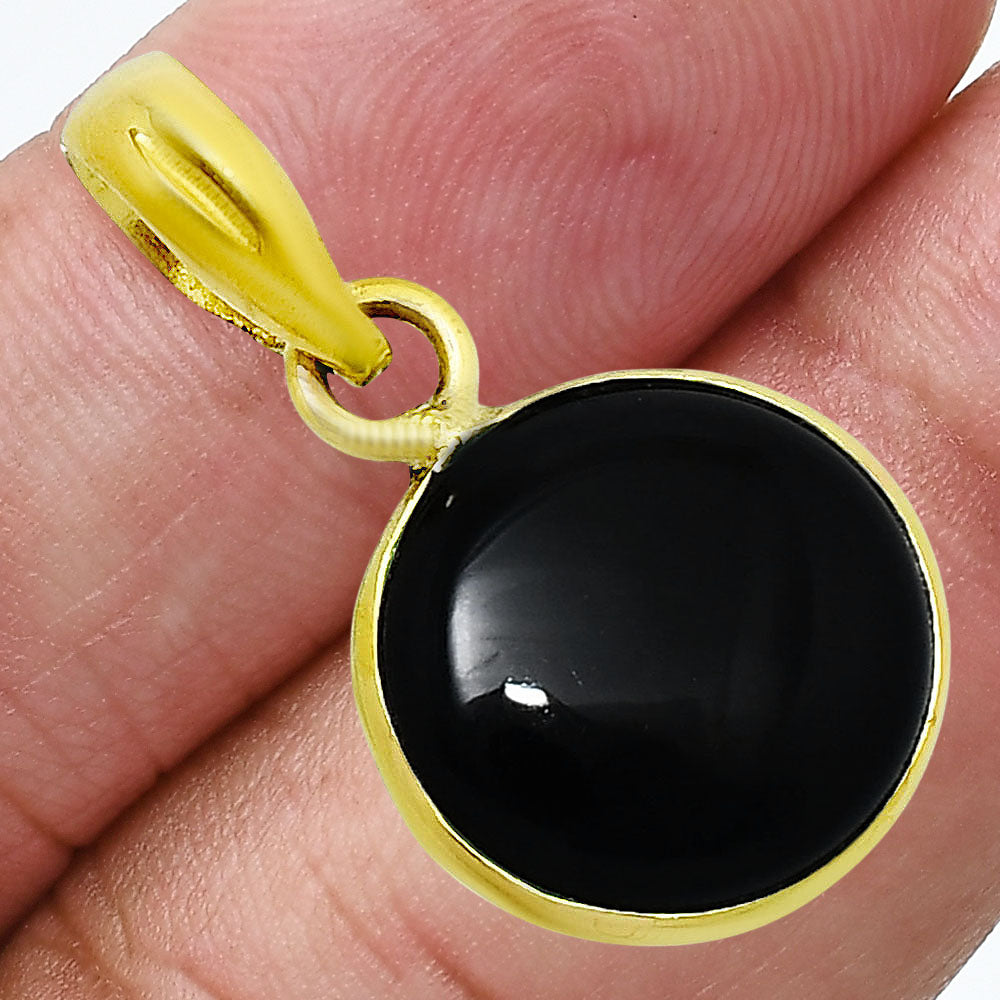 18K Gold Plated Green, Black Onyx Round Gemstone Pendant for Women TGP1002 PM-1001