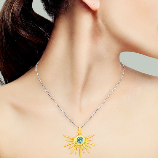 18K Gold Plated Brass Sun Burst Gemstone Pendant Minimalist Jewelry TGP1004 PM-1746