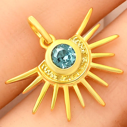 18K Gold Plated Sun Burst Gemstone Pendant Minimalist Jewelry TGP1004 PM-1746
