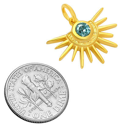 18K Gold Plated Sun Burst Gemstone Pendant Minimalist Jewelry TGP1004 PM-1746