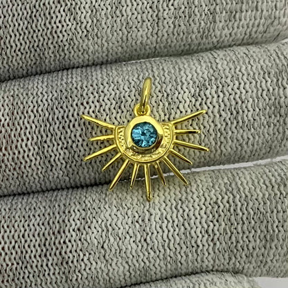 18K Gold Plated Sun Burst Gemstone Pendant Minimalist Jewelry TGP1004 PM-1746