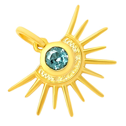 18K Gold Plated Sun Burst Gemstone Pendant Minimalist Jewelry TGP1004 PM-1746