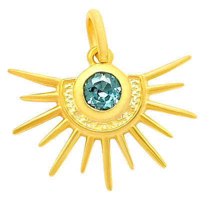 18K Gold Plated Sun Burst Gemstone Pendant Minimalist Jewelry TGP1004 PM-1746