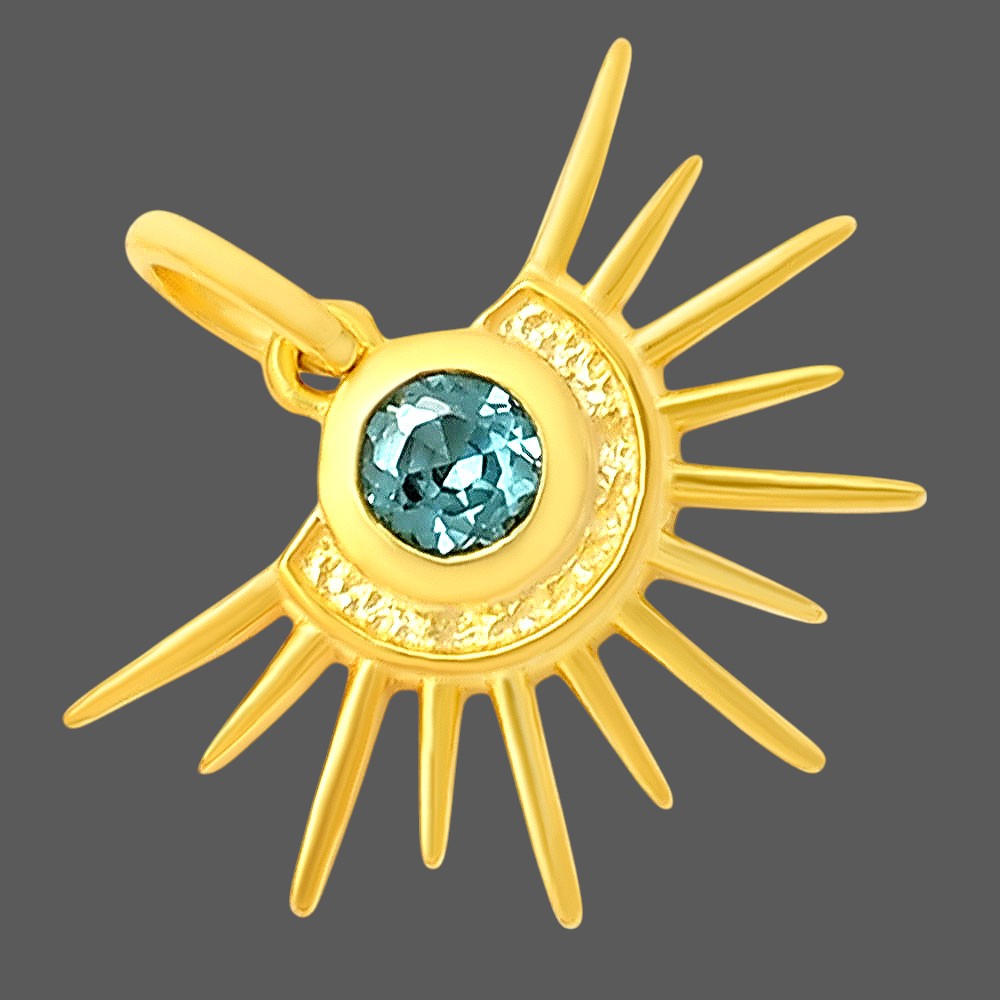18K Gold Plated Sun Burst Gemstone Pendant Minimalist Jewelry TGP1004 PM-1746