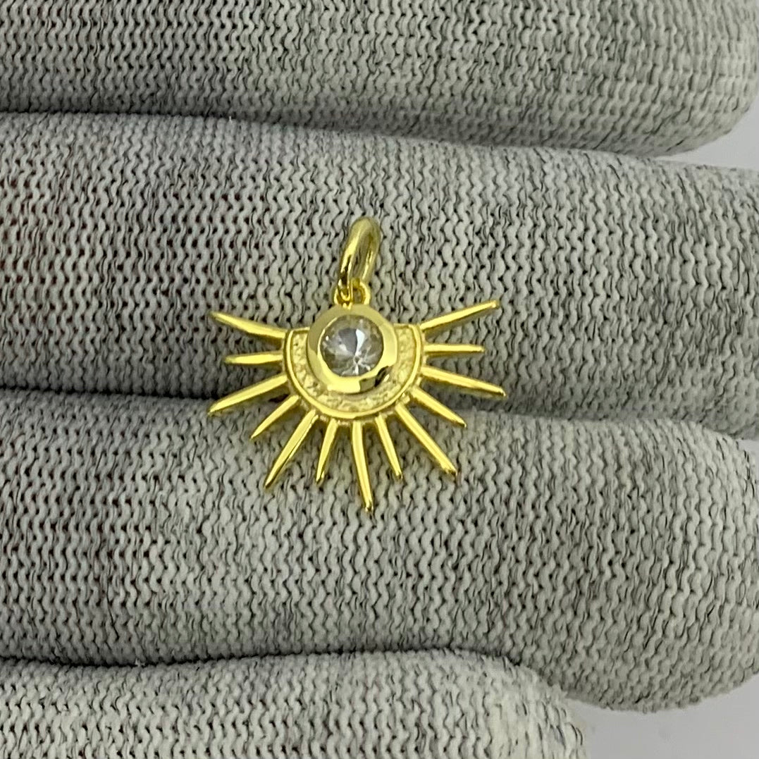 18K Gold Plated Sun Burst Gemstone Pendant Minimalist Jewelry TGP1004 PM-1746