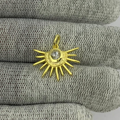 18K Gold Plated Sun Burst Gemstone Pendant Minimalist Jewelry TGP1004 PM-1746