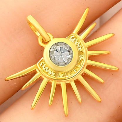 18K Gold Plated Sun Burst Gemstone Pendant Minimalist Jewelry TGP1004 PM-1746