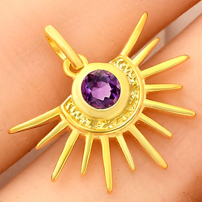 18K Gold Plated Sun Burst Gemstone Pendant Minimalist Jewelry TGP1004 PM-1746