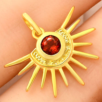 18K Gold Plated Sun Burst Gemstone Pendant Minimalist Jewelry TGP1004 PM-1746