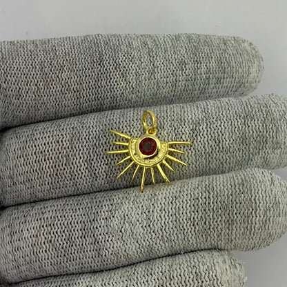 18K Gold Plated Sun Burst Gemstone Pendant Minimalist Jewelry TGP1004 PM-1746
