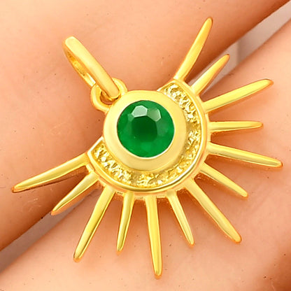 18K Gold Plated Sun Burst Gemstone Pendant Minimalist Jewelry TGP1004 PM-1746