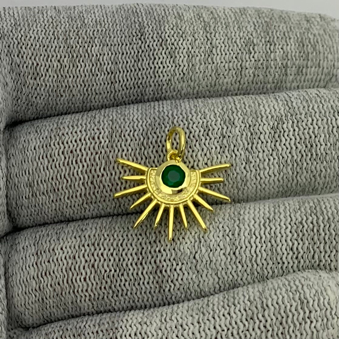 18K Gold Plated Sun Burst Gemstone Pendant Minimalist Jewelry TGP1004 PM-1746