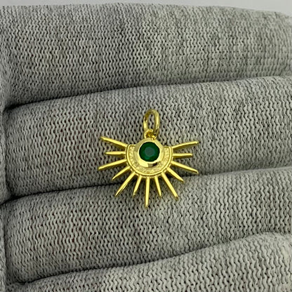 18K Gold Plated Sun Burst Gemstone Pendant Minimalist Jewelry TGP1004 PM-1746