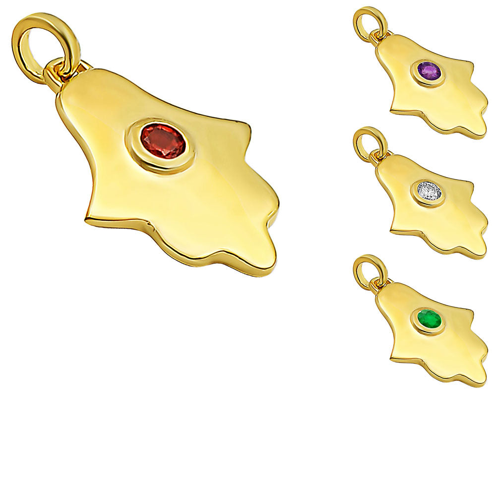 18K Gold Over Brass Natural Gemstones Round Shape Pendant PM-1744 TGP1006