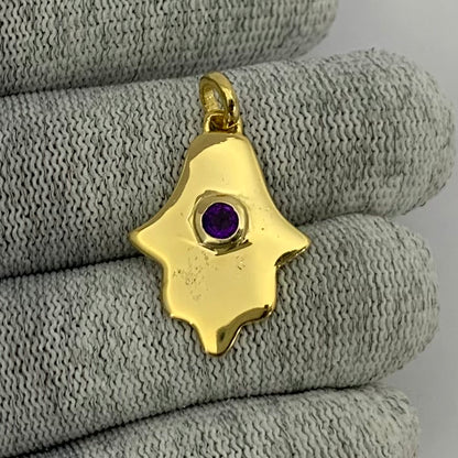 18K Gold Plated Colorful Gemstone Hamsa Charm Necklace Jewelry TGP1006 PM-1744