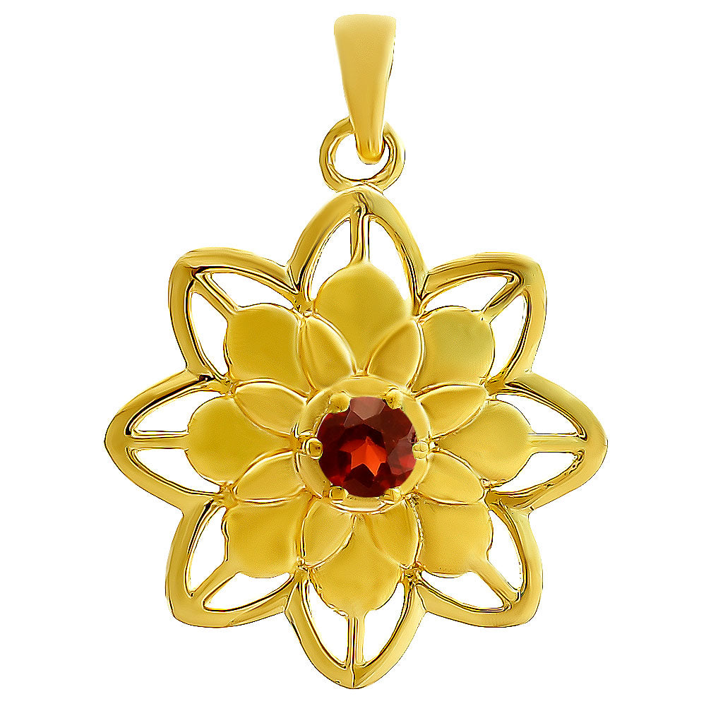18K Gold Over Brass Colorful Gemstone Lotus Pendant Spiritual Jewelry TGP1007 PM-1747