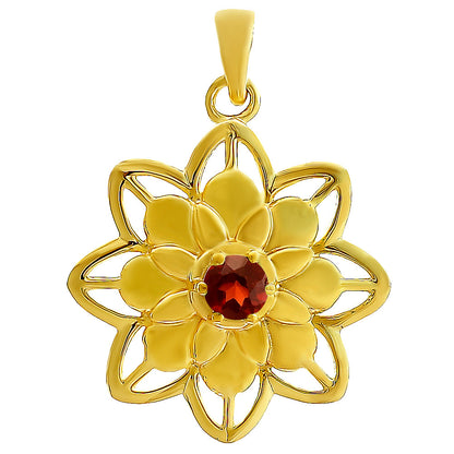 18K Gold Over Brass Colorful Gemstone Lotus Pendant Spiritual Jewelry TGP1007 PM-1747