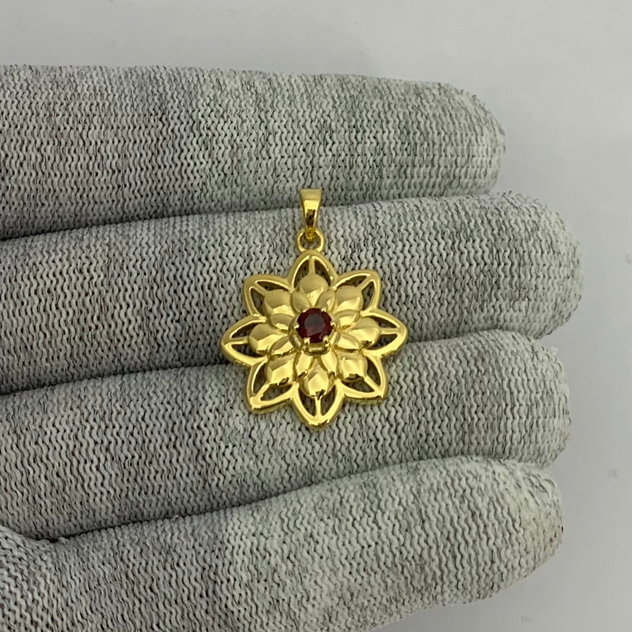 18K Gold Plated Colorful Gemstone Lotus Pendant Spiritual Jewelry TGP1007 PM-1747