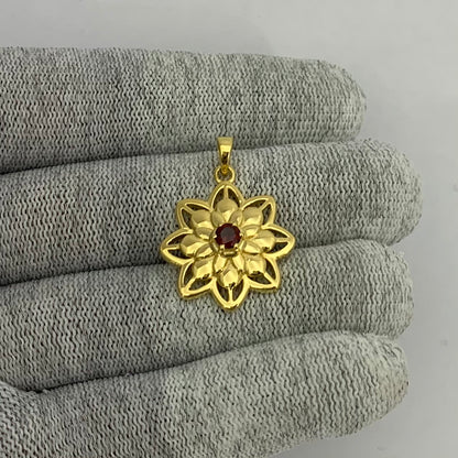 18K Gold Plated Colorful Gemstone Lotus Pendant Spiritual Jewelry TGP1007 PM-1747