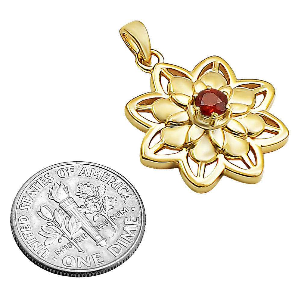 18K Gold Over Brass Colorful Gemstone Lotus Pendant Spiritual Jewelry TGP1007 PM-1747