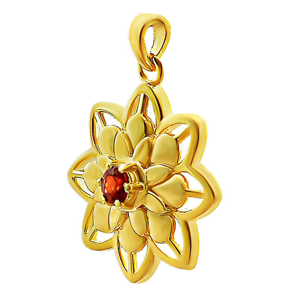 18K Gold Over Brass Colorful Gemstone Lotus Pendant Spiritual Jewelry TGP1007 PM-1747