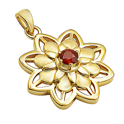 18K Gold Over Brass Colorful Gemstone Lotus Pendant Spiritual Jewelry TGP1007 PM-1747
