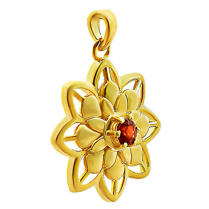 18K Gold Over Brass Colorful Gemstone Lotus Pendant Spiritual Jewelry TGP1007 PM-1747