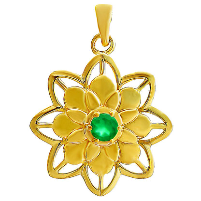 18K Gold Over Brass Colorful Gemstone Lotus Pendant Spiritual Jewelry TGP1007 PM-1747