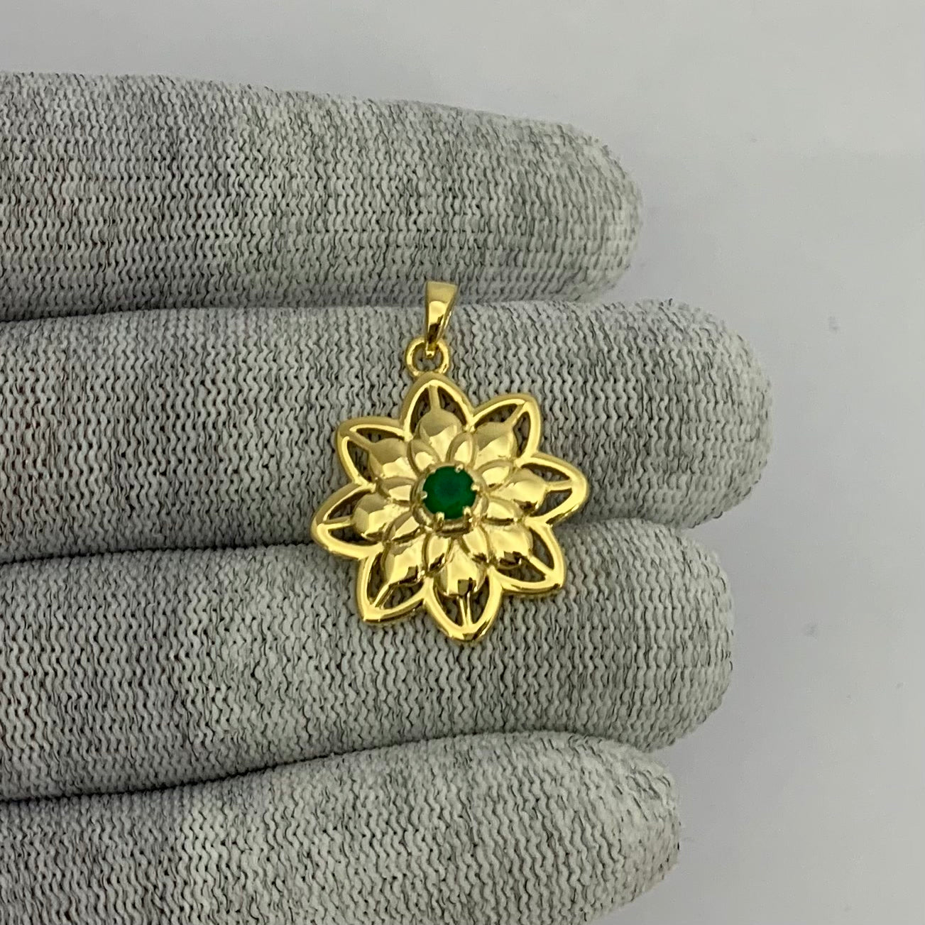18K Gold Plated Colorful Gemstone Lotus Pendant Spiritual Jewelry TGP1007 PM-1747
