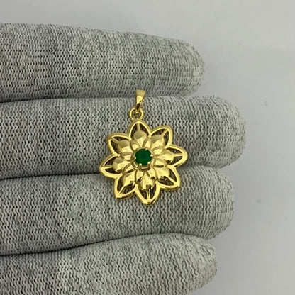 18K Gold Plated Colorful Gemstone Lotus Pendant Spiritual Jewelry TGP1007 PM-1747