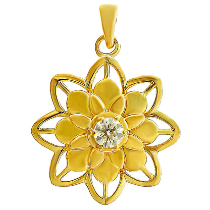 18K Gold Over Brass Colorful Gemstone Lotus Pendant Spiritual Jewelry TGP1007 PM-1747