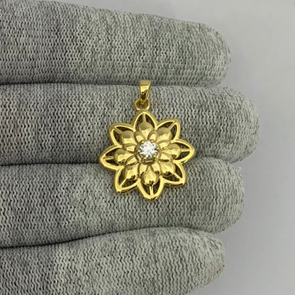 18K Gold Plated Colorful Gemstone Lotus Pendant Spiritual Jewelry TGP1007 PM-1747