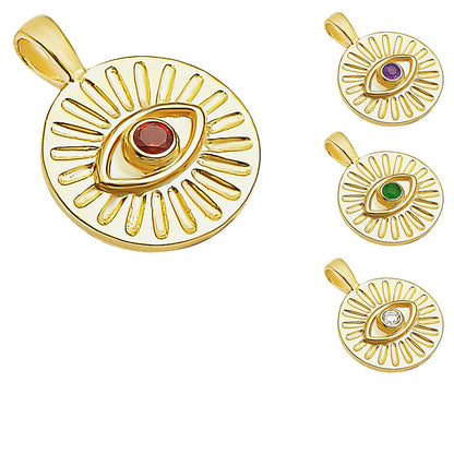 18K Gold Plated Evil Eye Birthstone Pendant Necklace Charm Jewelry TGP1008 PM-1745