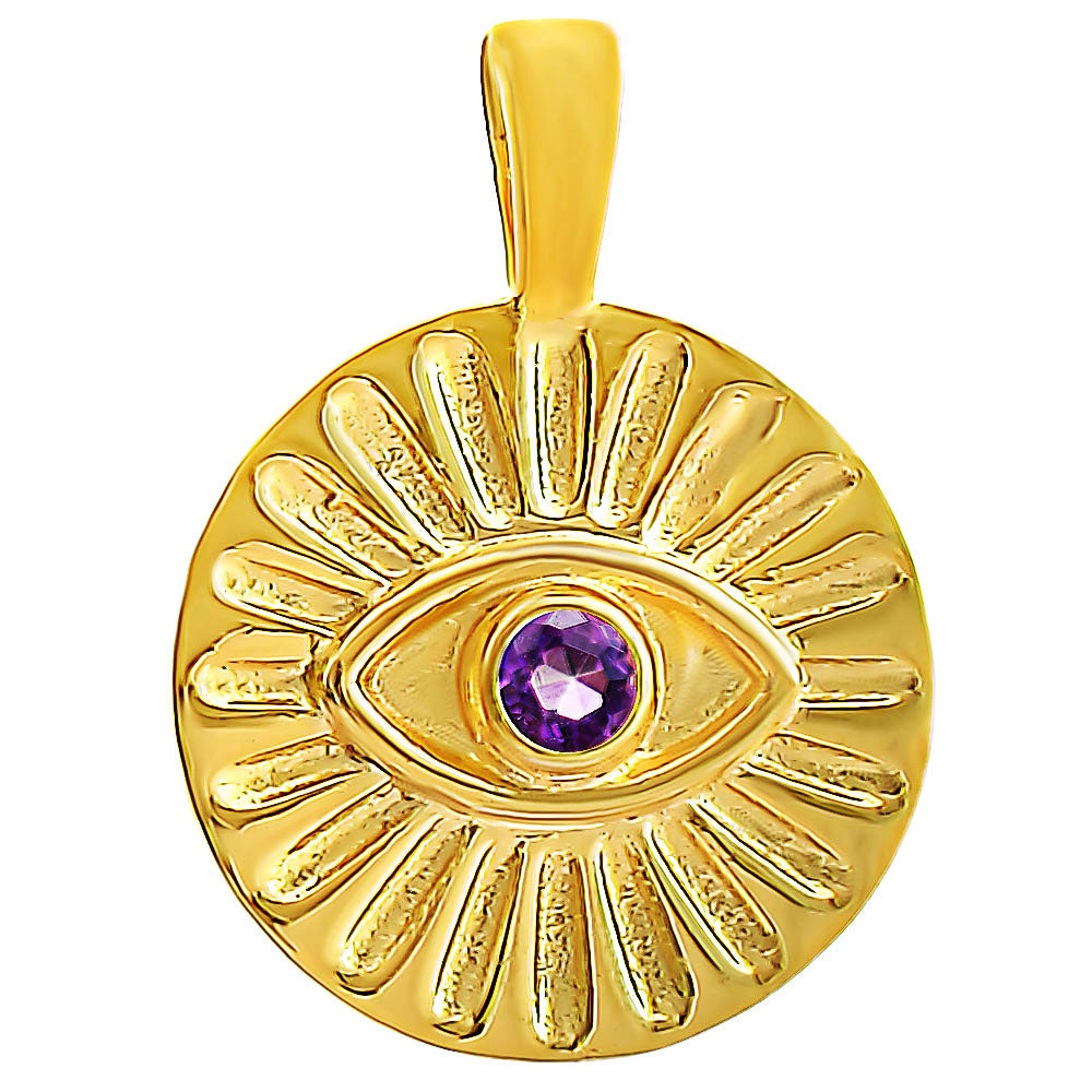 18K Gold Plated Evil Eye Birthstone Pendant Necklace Charm Jewelry TGP1008 PM-1745
