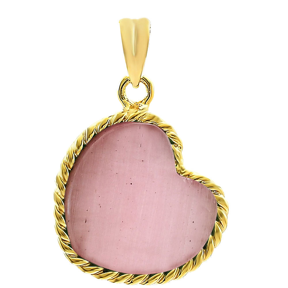 18K Gold Plated Brass Heart Shaped Gemstone Charm Pendant Jewelry TGP1009 PM-1742