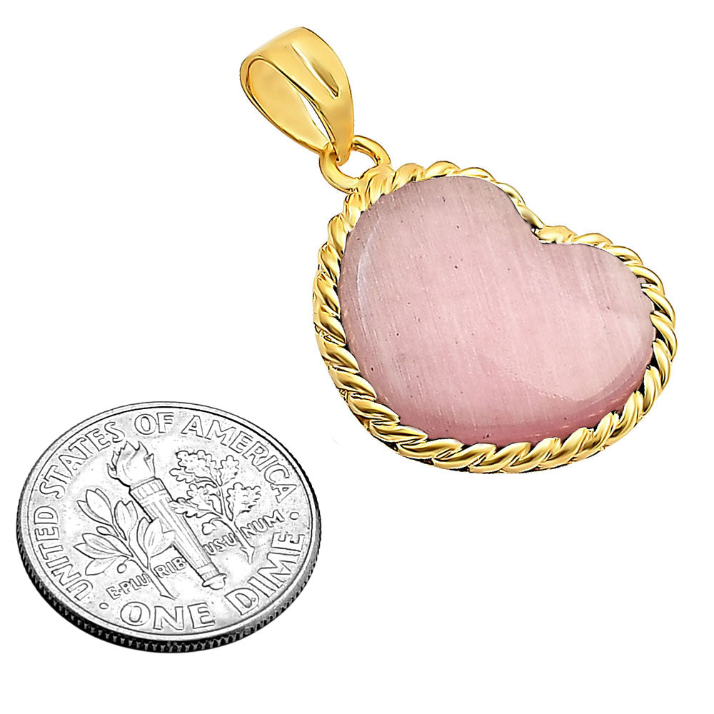 18K Gold Plated Brass Heart Shaped Gemstone Charm Pendant Jewelry TGP1009 PM-1742