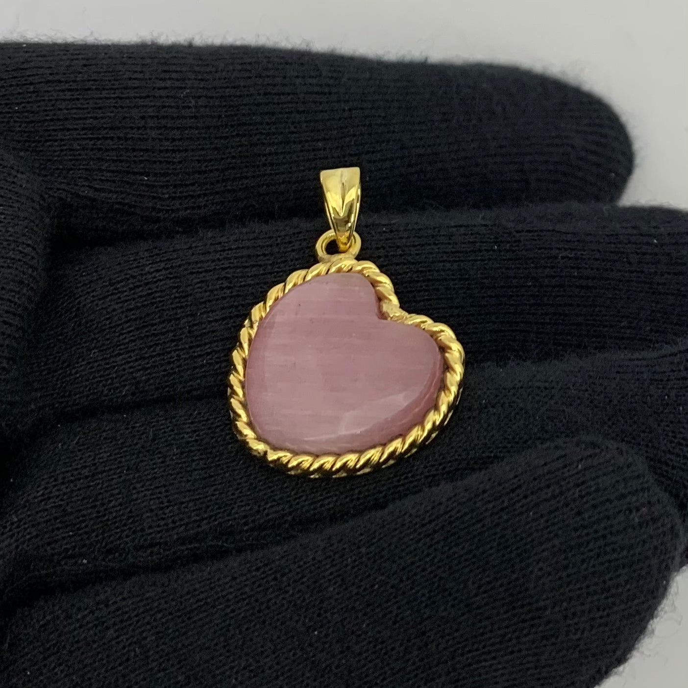 18K Gold Plated Heart Shaped Gemstone Charm Pendant Jewelry TGP1009 PM-1742