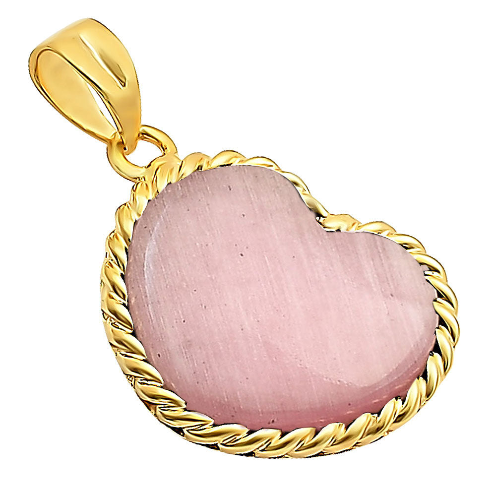 18K Gold Plated Brass Heart Shaped Gemstone Charm Pendant Jewelry TGP1009 PM-1742