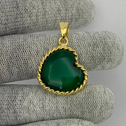18K Gold Plated Heart Shaped Gemstone Charm Pendant Jewelry TGP1009 PM-1742
