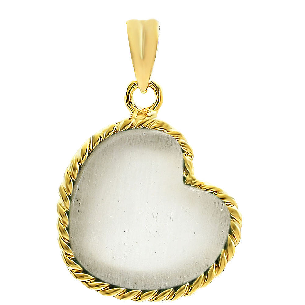 18K Gold Plated Brass Heart Shaped Gemstone Charm Pendant Jewelry TGP1009 PM-1742