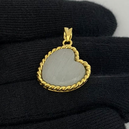 18K Gold Plated Heart Shaped Gemstone Charm Pendant Jewelry TGP1009 PM-1742